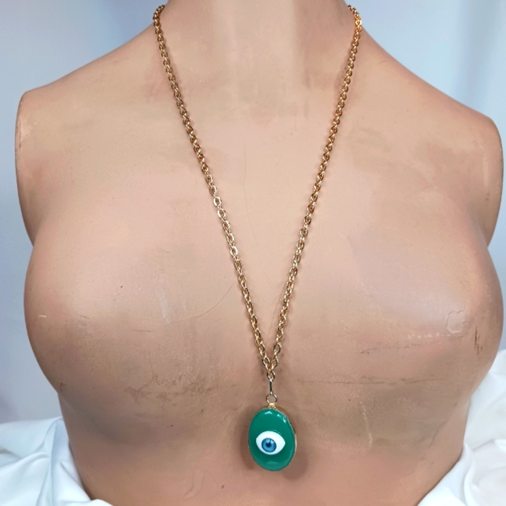 Green Evil Eye Necklace.